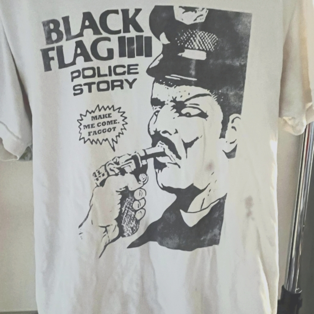 Black Flag Vintage 90s police story tee men's size small